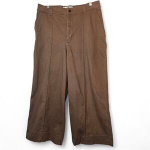 Hollister Womens Wide-Leg Ultra High Rise Seamed Front Brown Pants Size L